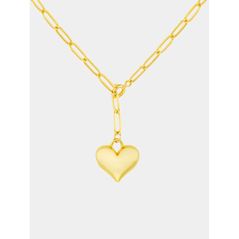 Domed Heart Charm Adjustable Necklace Gold