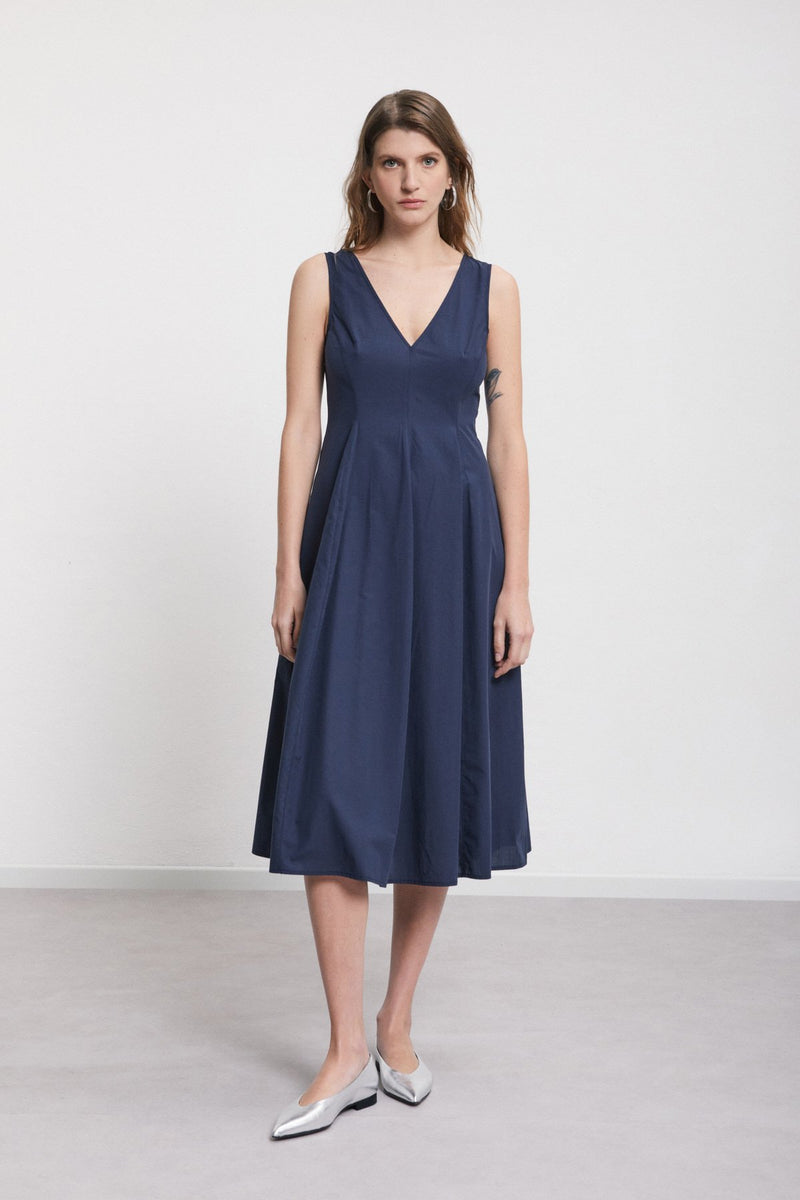 V Neck 100% Cotton Midi Dress Night