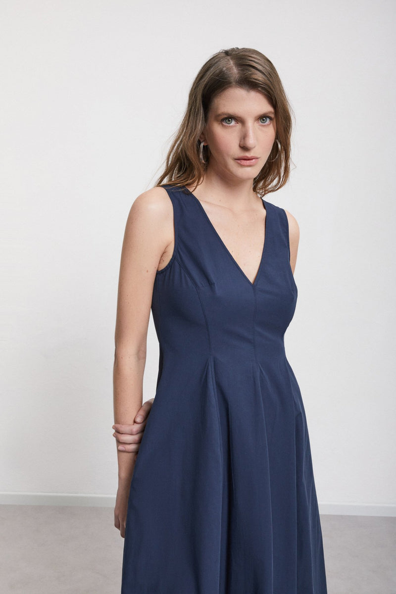 V Neck 100% Cotton Midi Dress Night