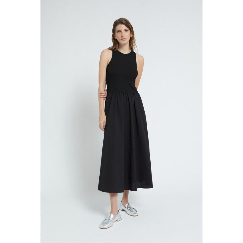 Jersey Cotton Midi Dress Black