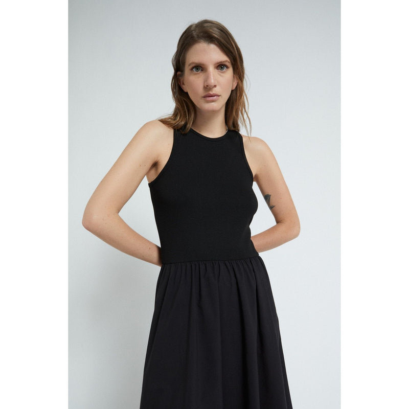 Jersey Cotton Midi Dress Black