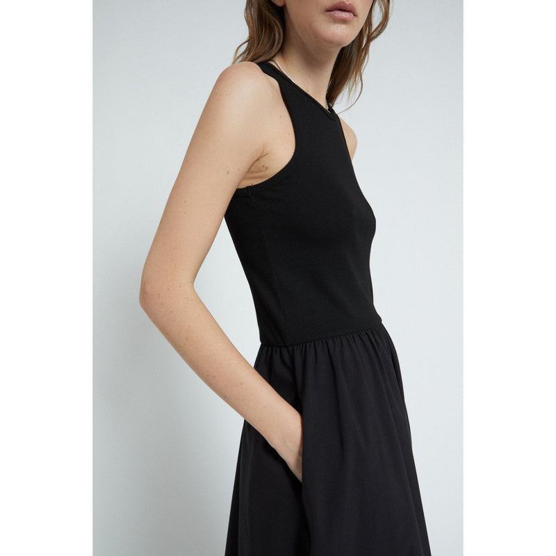 Jersey Cotton Midi Dress Black