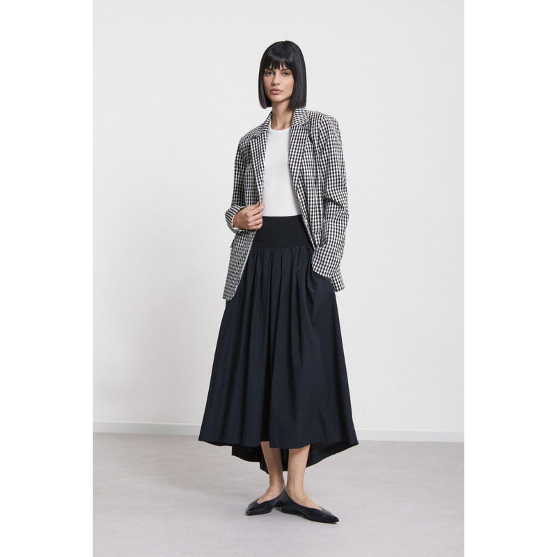 Elasticated Jersey Cotton Midi Skirt Black