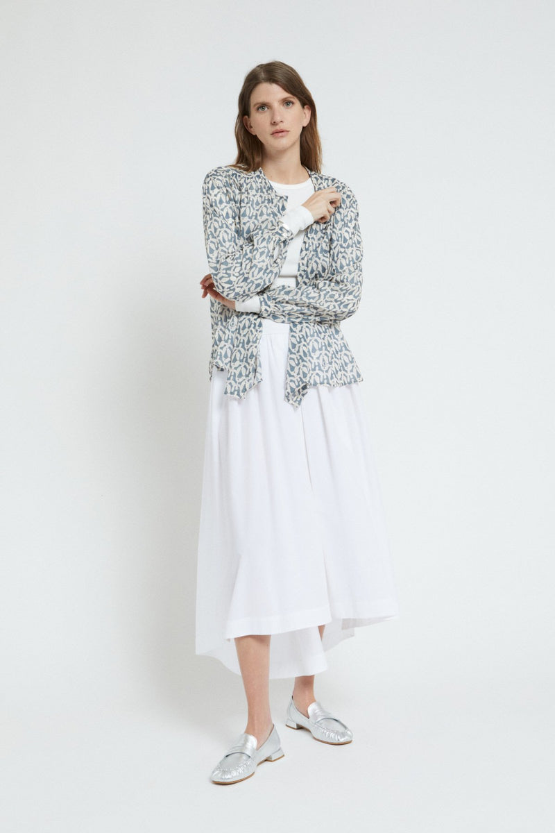 Elasticated Jersey Cotton Midi Skirt White