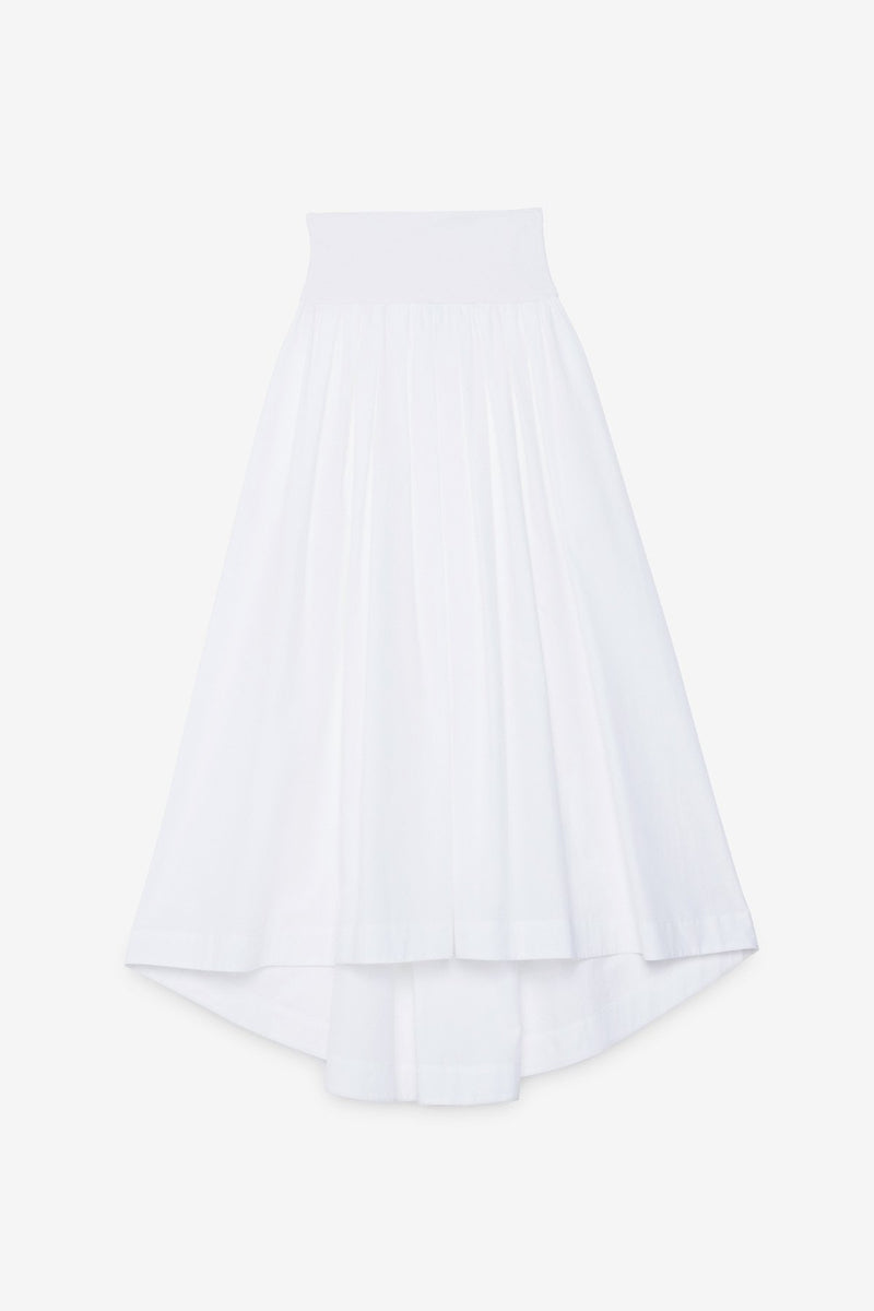 Elasticated Jersey Cotton Midi Skirt White