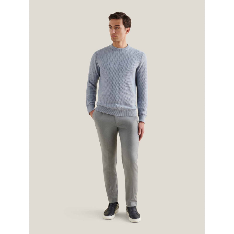 Honeycomb Knitted Crewneck Blue