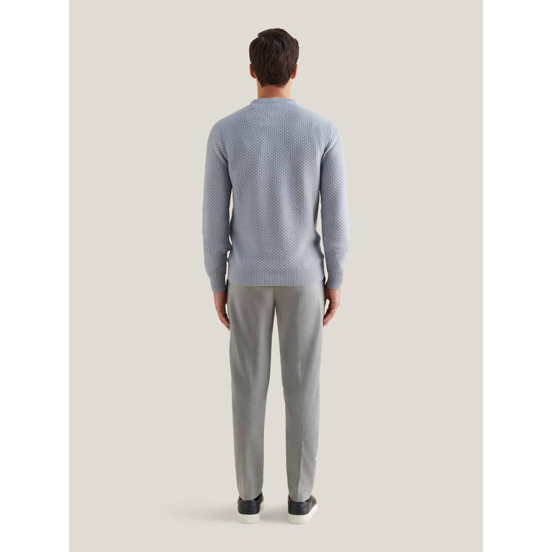 Honeycomb Knitted Crewneck Blue