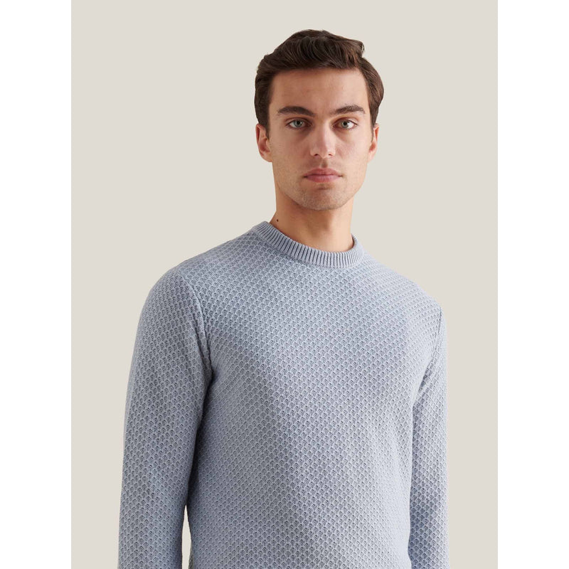 Honeycomb Knitted Crewneck Blue