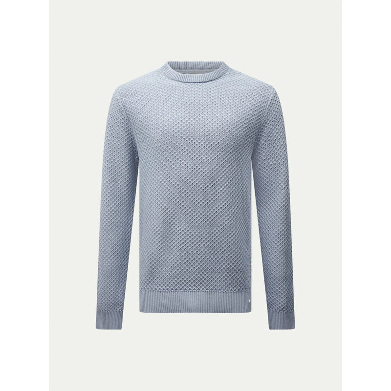 Honeycomb Knitted Crewneck Blue