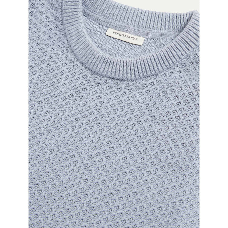 Honeycomb Knitted Crewneck Blue