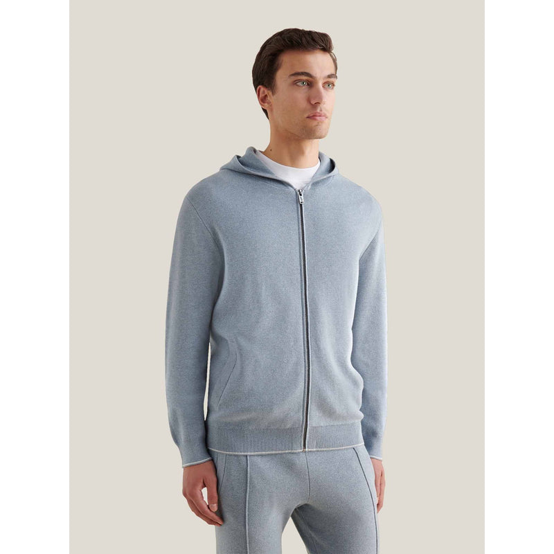 Milano Knitted Full Zip Hoodie Blue