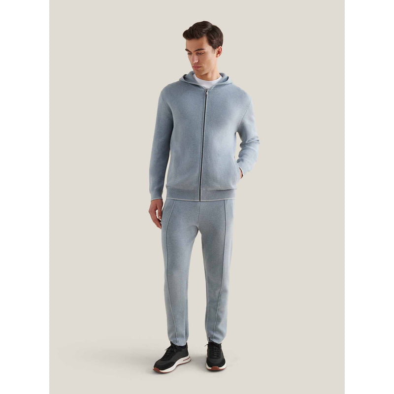 Milano Knitted Full Zip Hoodie Blue