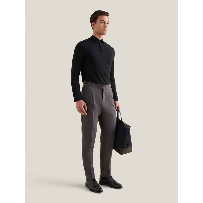 Long Sleeve Jersey Polo Black