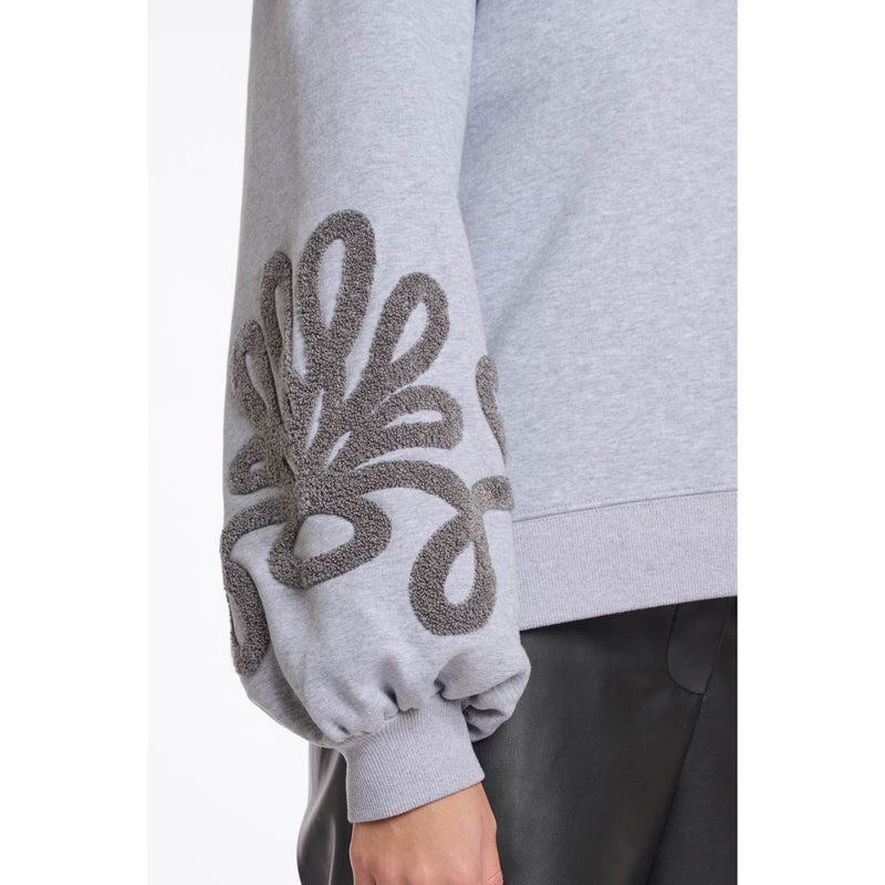 Quincy Sweatshirt With Embroidered Application Grey Melange