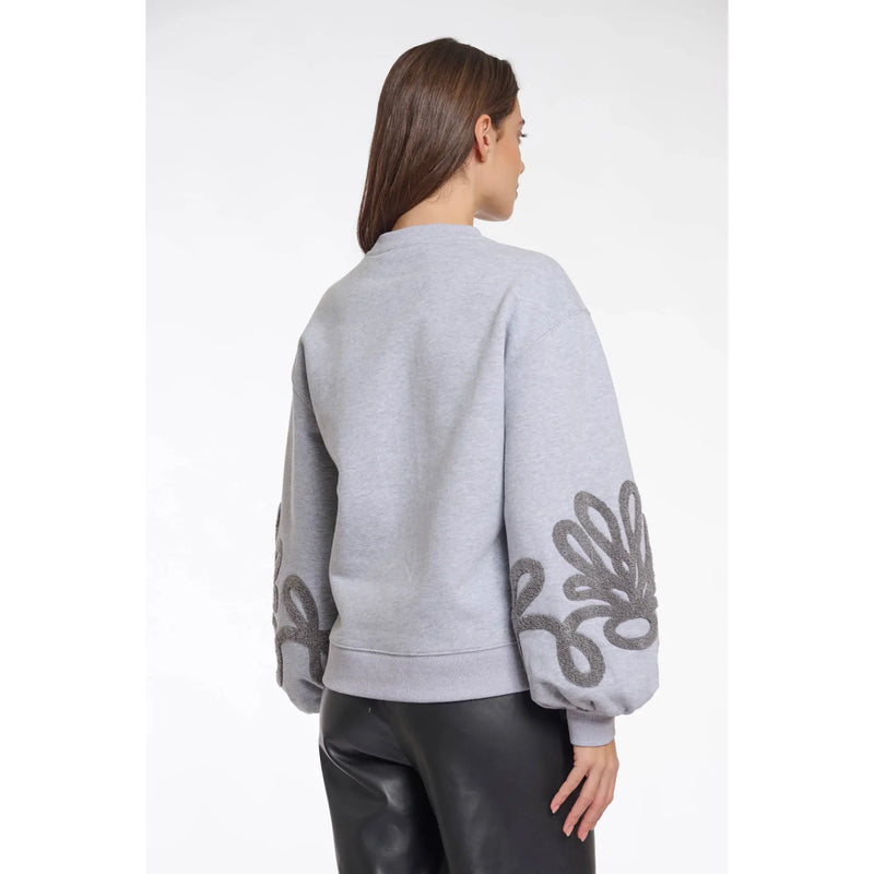 Quincy Sweatshirt With Embroidered Application Grey Melange