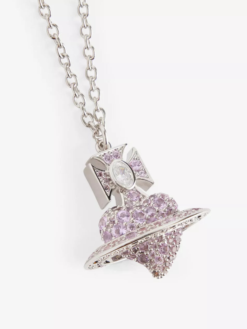 Agnatha Large Heart Pendant Platinum/Lilac/White CZ