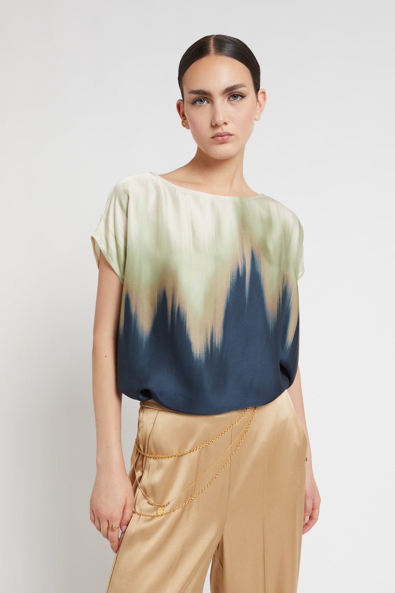 Dipdye Short Sleeve Viscose Blouse Night