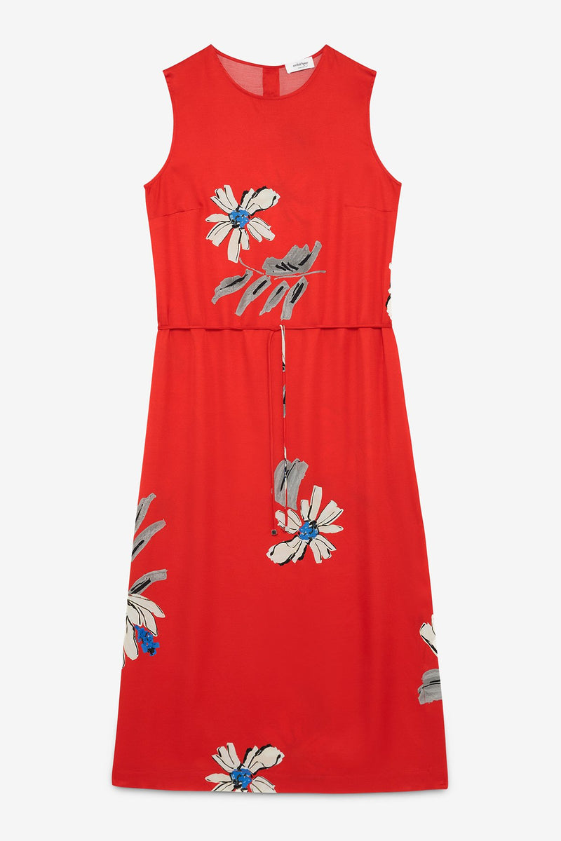 Floral Viscose Dress Red