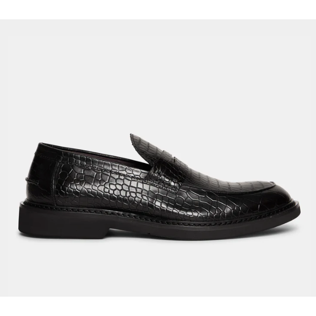 Ahler Croc Leather Loafer Black