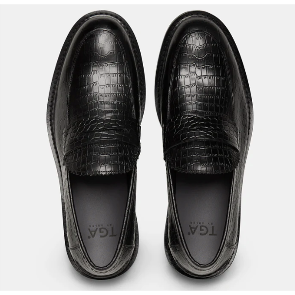 Ahler Croc Leather Loafer Black