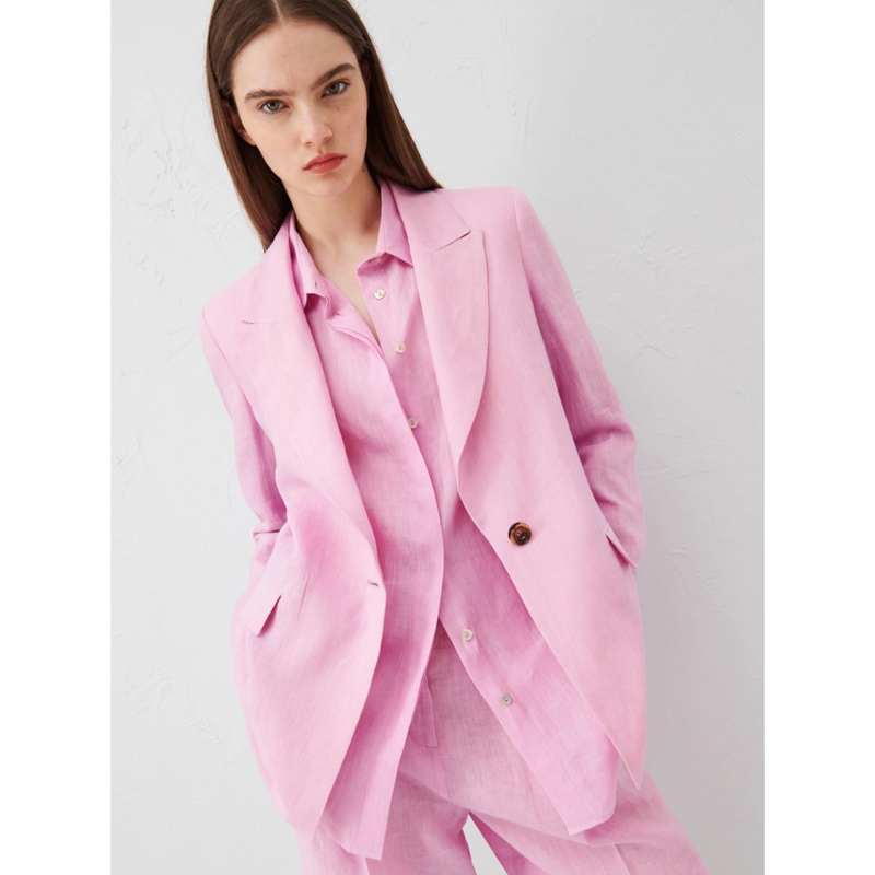 AFRO Linen Blazer Deep Rose Pink