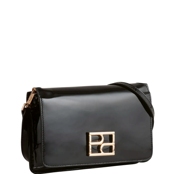 TINY Patent Leather Clutch/Shoulder Bag Black