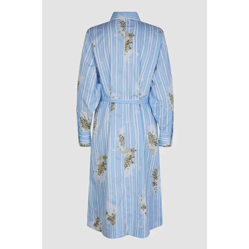 Hilde Floral Detail Stripe Shirt Dress White/Blue Floral