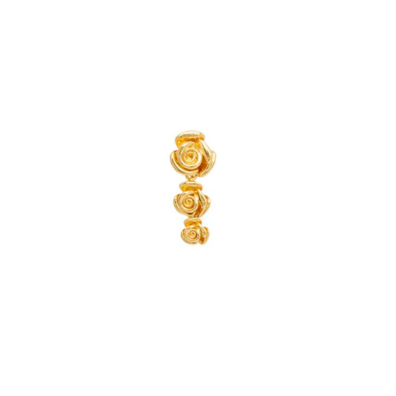 Rose Triple Stud Earrings 24k Gold Plated