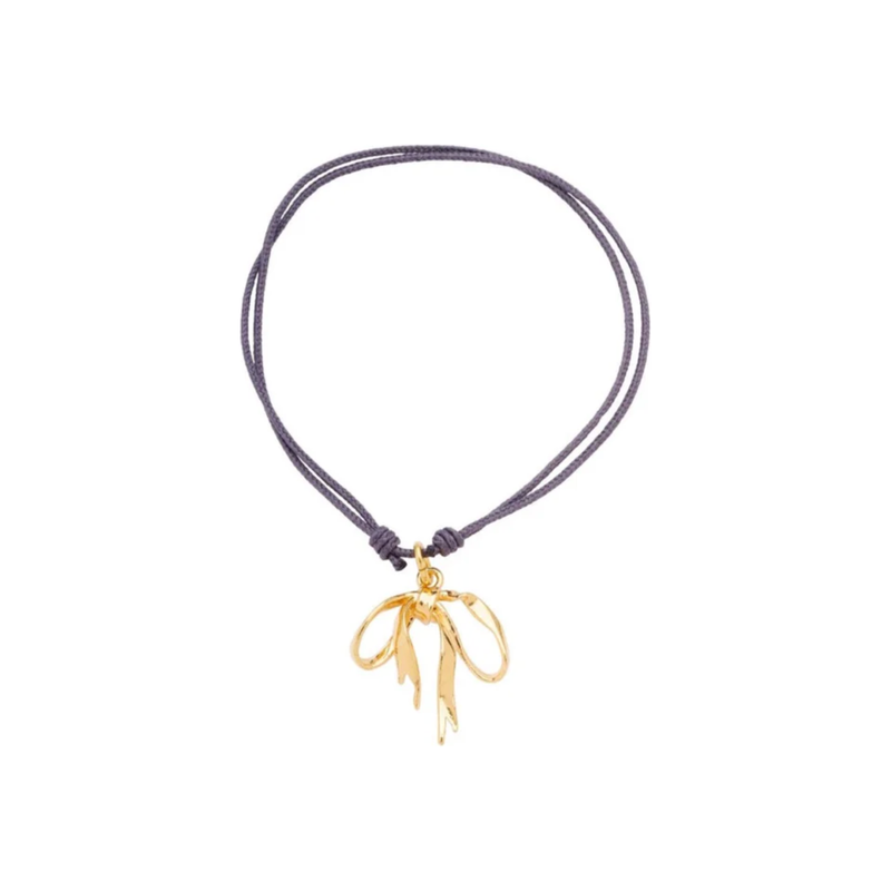 Ribbon Bracelet Grey Ribbon/Gold Bow