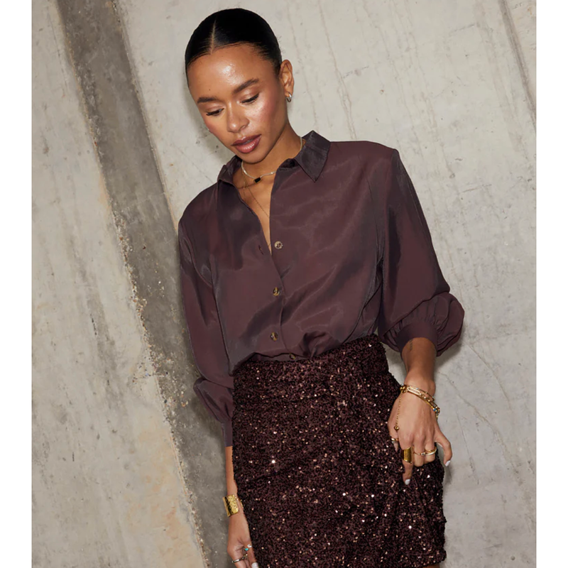 Miley Button Shirt Chocolate Brown