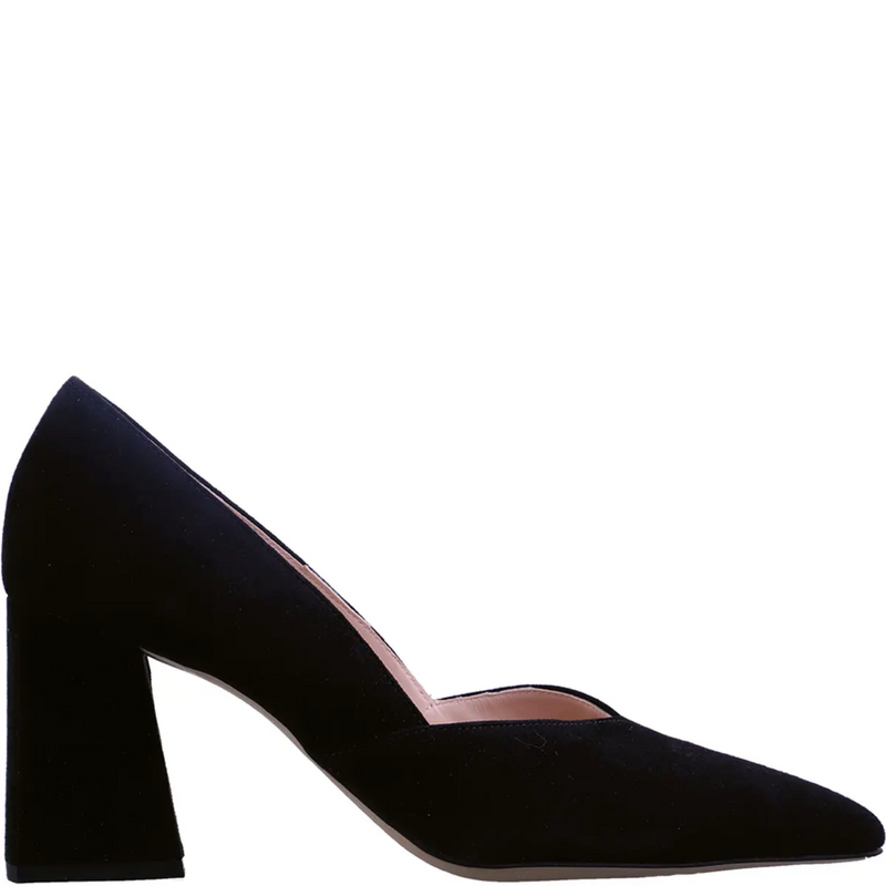 Vienna New Pointed High Heel Suede Court Shoes Black
