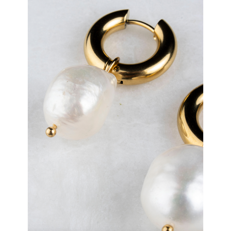 Ellen Waterproof Pearl Earrings Gold Plated