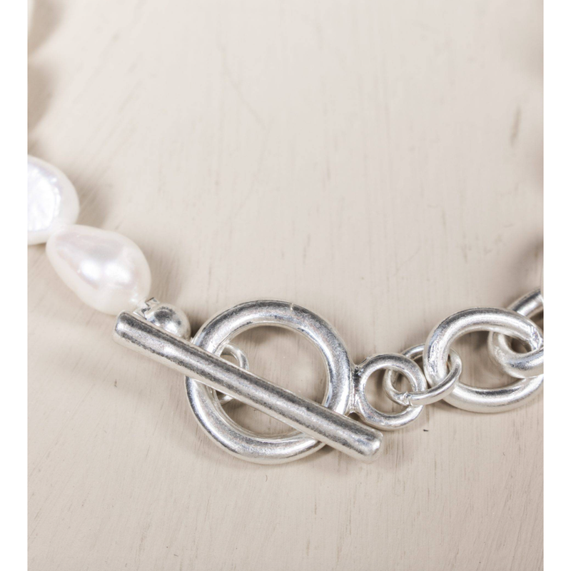 Flora Plated Pearl Bracelet Silver Plated