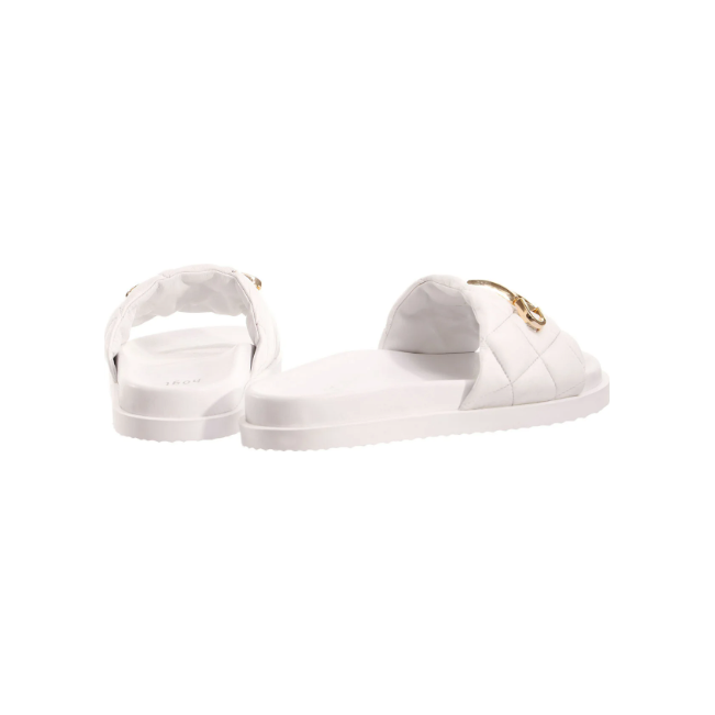 Eliza Leather Gold Detail Sliders White