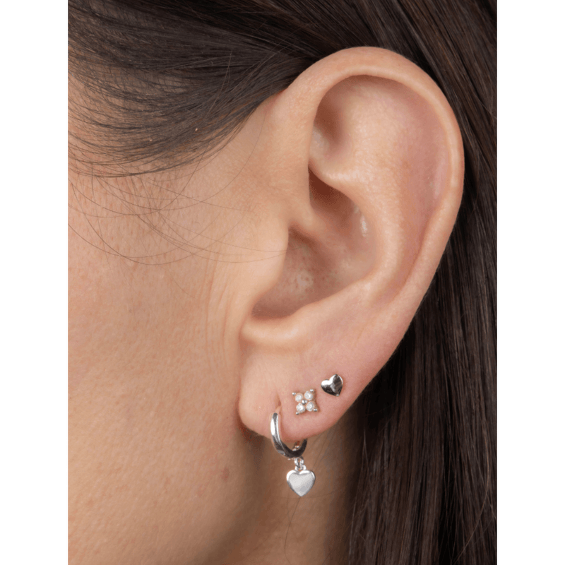 Claude Tiny Heart Huggies Earrings Silver - AgathaBoutiqueLtd