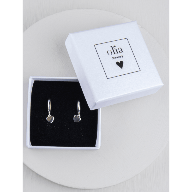 Claude Tiny Heart Huggies Earrings Silver - AgathaBoutiqueLtd