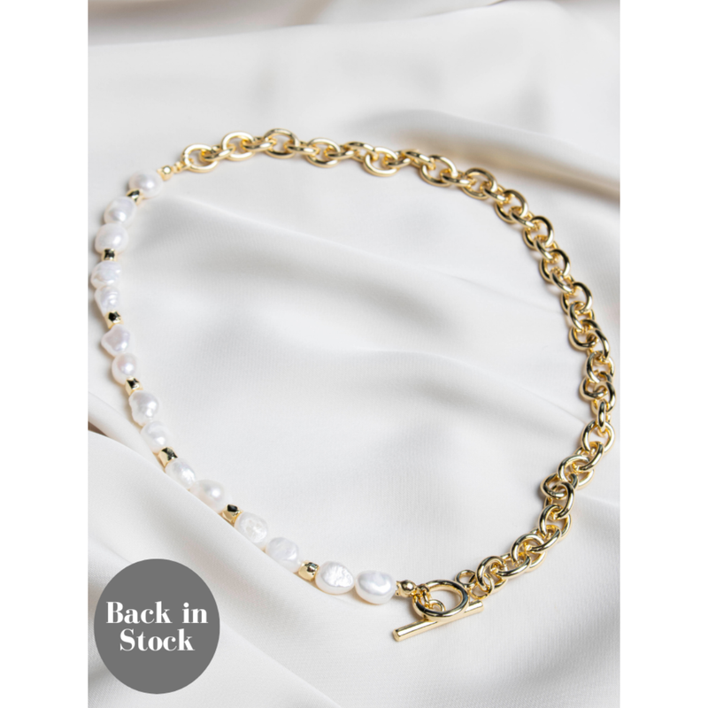 Brittany Necklace Gold Pearl