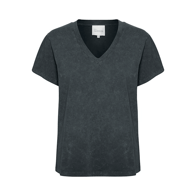 HanneMW V-Neck Tee Washed Black - AgathaBoutiqueLtd