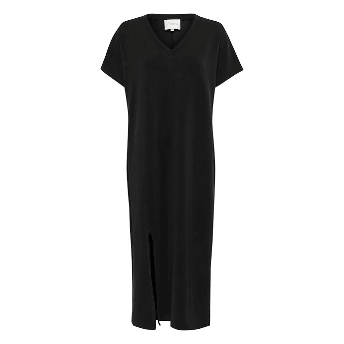 ElleMW V-Neck Long Dress Black - AgathaBoutiqueLtd