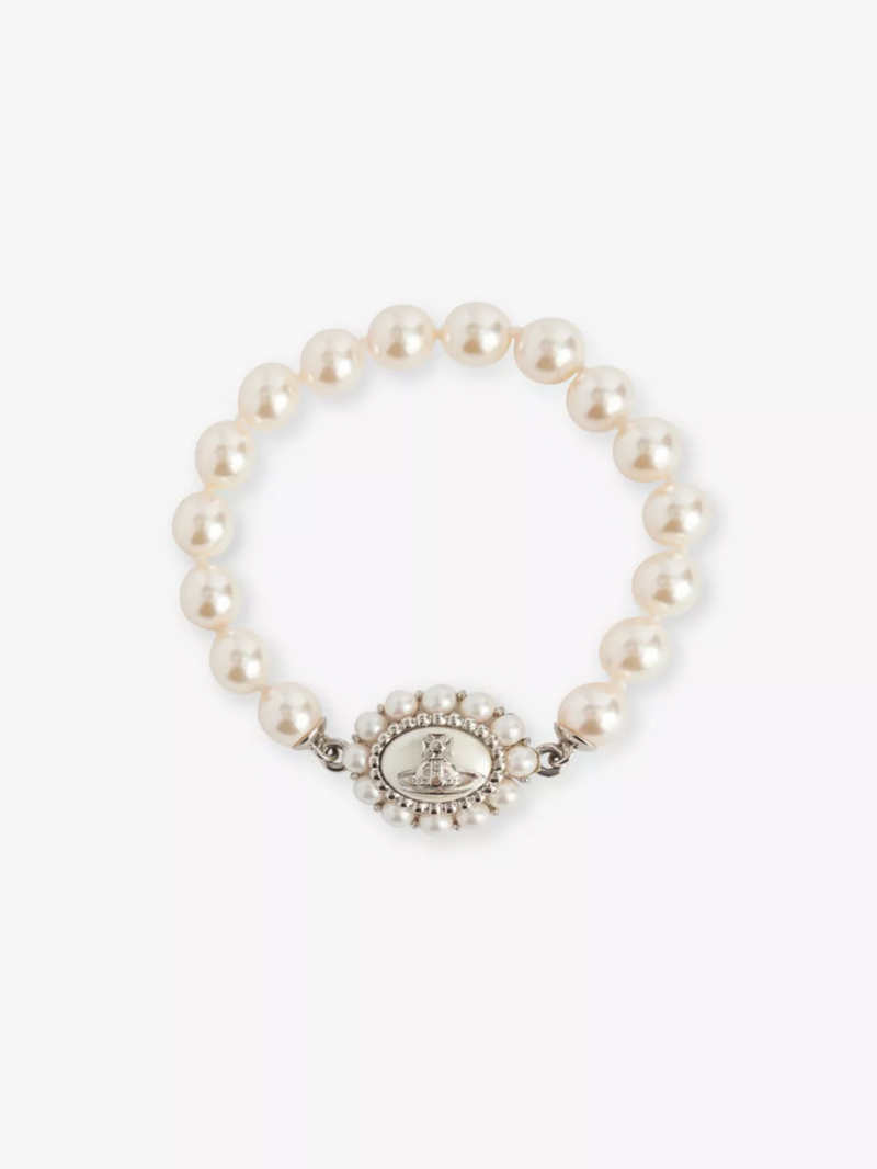 Amaya Large Pearl Bracelet Platinum/Creamrose Pearl