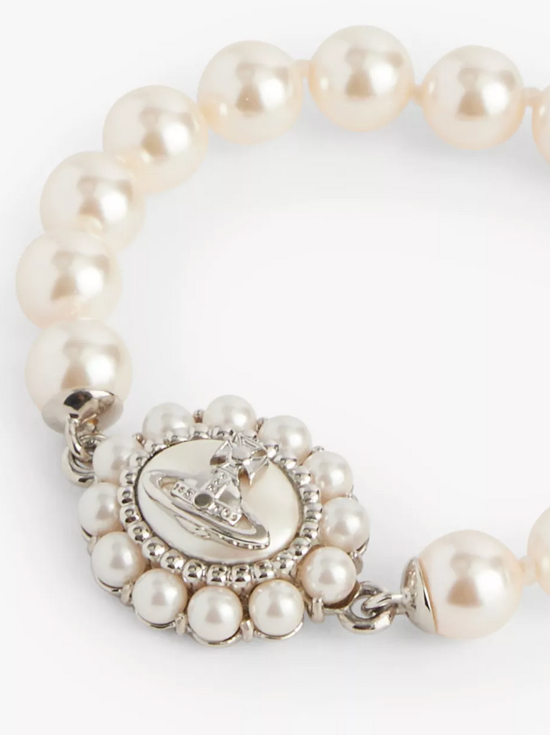 Amaya Large Pearl Bracelet Platinum/Creamrose Pearl