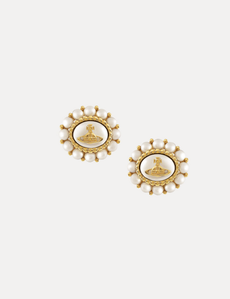 Amaya Small Pearl Detail Earrings Gold/Creamrose Pearl