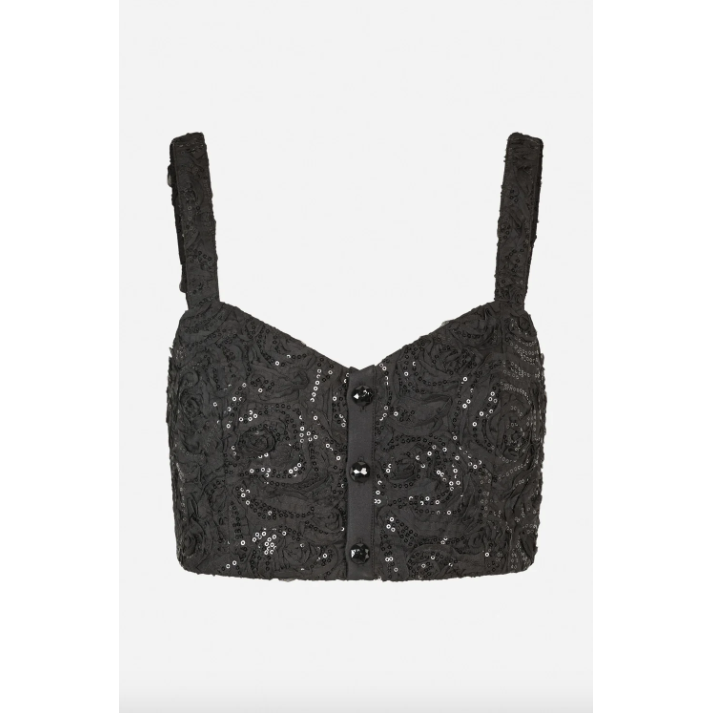 Livia Sequin Detail Strap Bralette Black