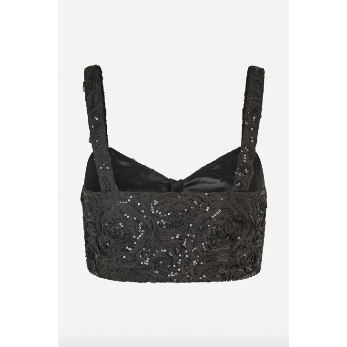 Livia Sequin Detail Strap Bralette Black