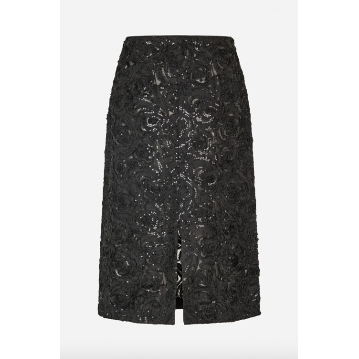 Samina Sequin Detail Midi Skirt Black