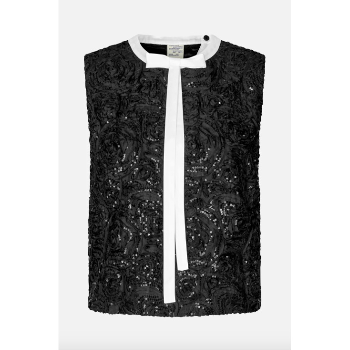 Megan Sequin Detail Top Black