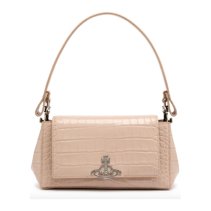 Hazel Croc Medium Handbag Cream