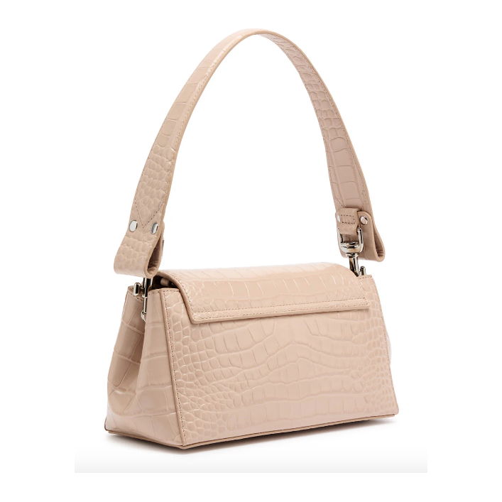 Hazel Croc Medium Handbag Cream