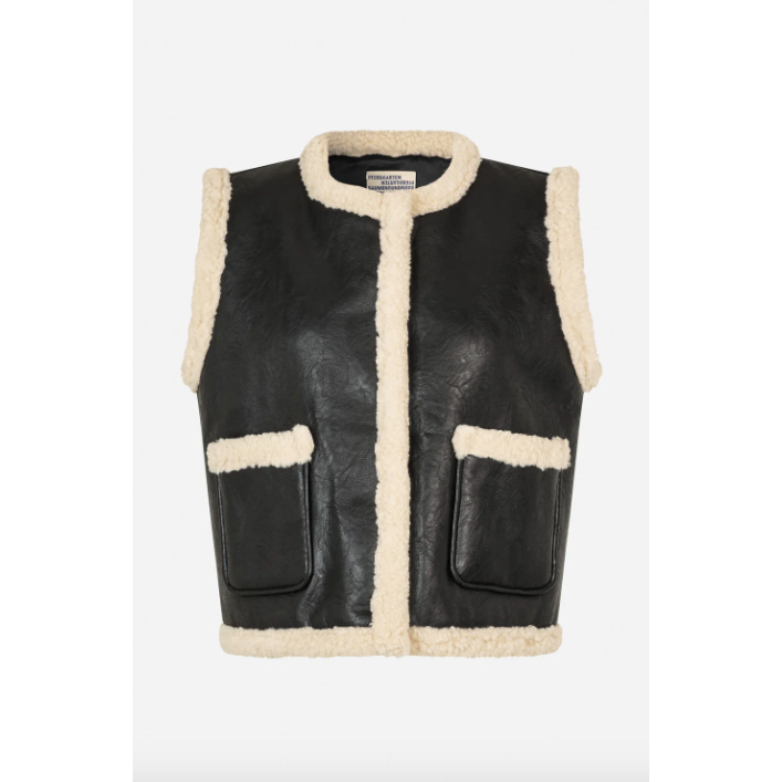 BELLIS Shearling Detail Gilet Black