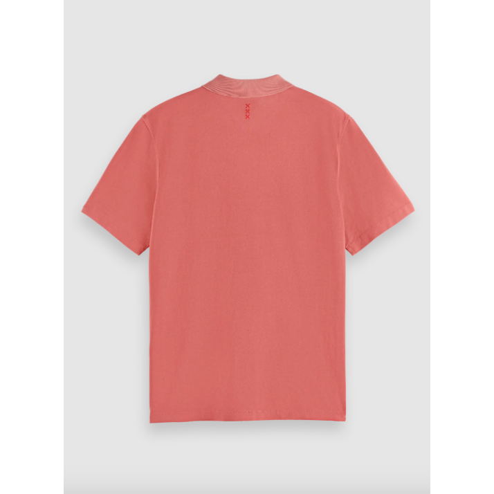 Scotch & Soda Garment Dye Pique Chest Pocket Polo Red
